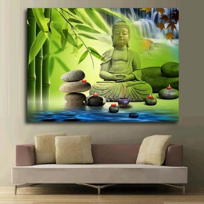 Tableau Panneaux Mural 50 70cm Zen  Bouddha  bambou  pas de 