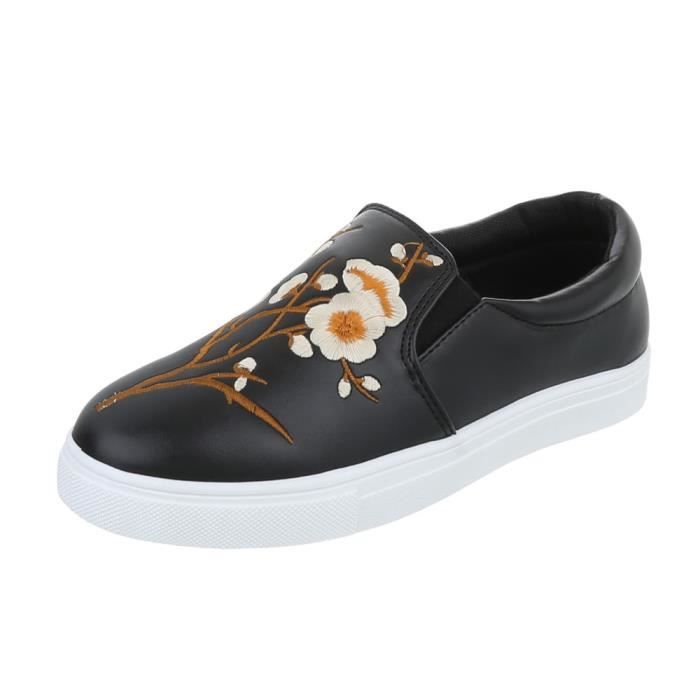 Chaussures Noir Sport argent Sneakers Mocassin 41 Femme De gris Noir blanc fAfPrSWH