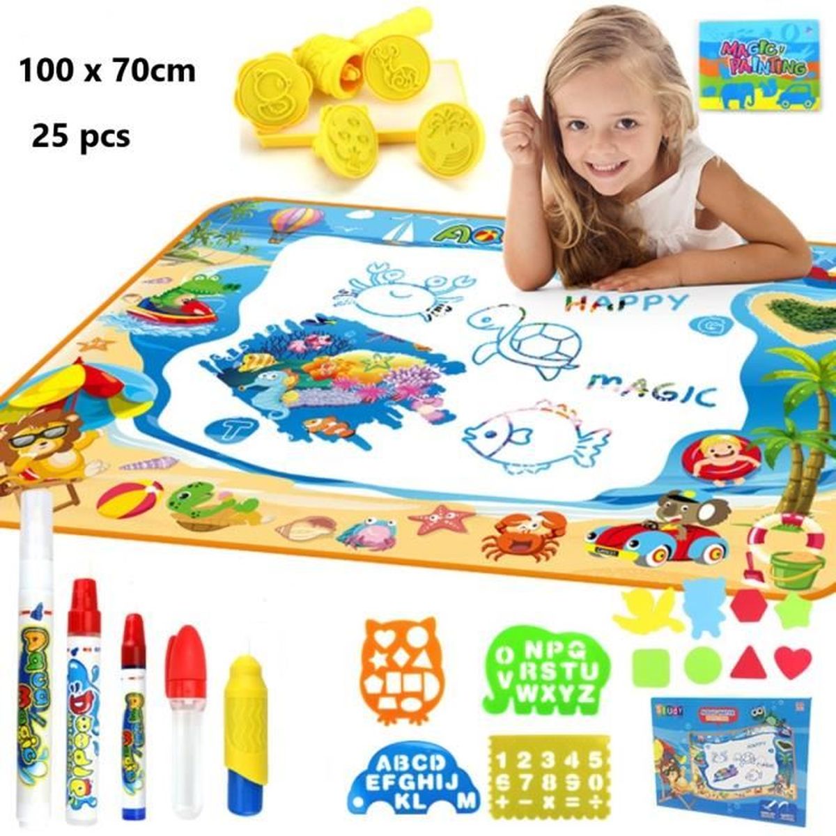 10070 Cm 25pcs Tapis Aquadoodle Enfant Tapis De Dessin Eau Jouets éducatifs Pour Enfants