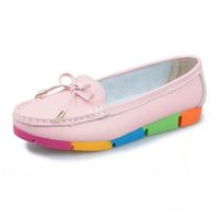 MOCASSIN Mocassins Femme en Cuir Rose pâle Talon légèrement MOCASSIN Mocassins Femme en Cuir Rose pâle Talon légèrement