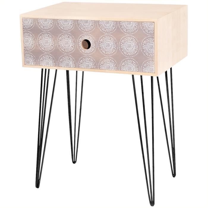 table de chevet scandinave en bois rond et point déco cosy gris