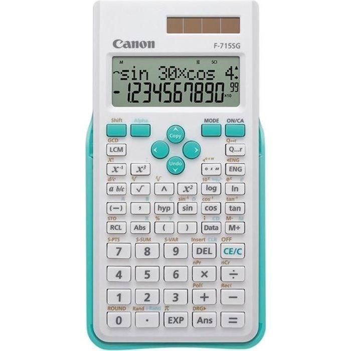 CANON Calculatrice scientifique F-715SG - 10 chiffres + 2 exposants - Panneau solaire, pile - Blanc avec bleu