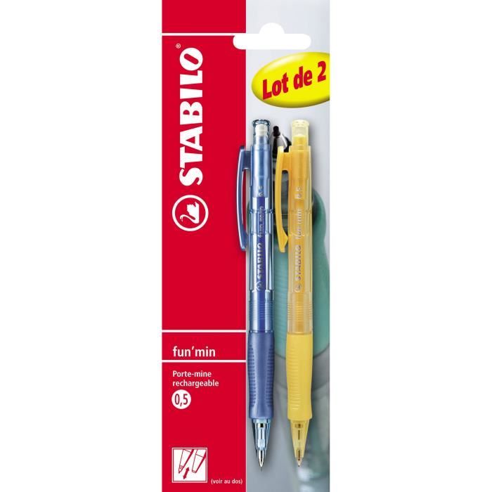 STABILO 2 porte-mines Blister Fun'min 0,5 mm - Coloris panachés