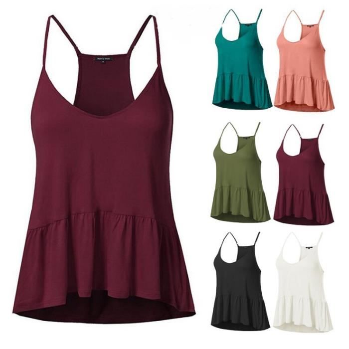 Sans Xxxxl Manches rouge Tee bleu T Shirt Sling Sexy vert Backless Femme Femmes noir Blanc rose qzXzI6wY