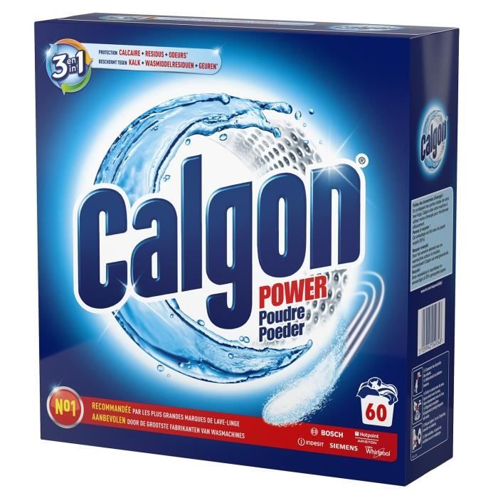 CALGON A2E Poudre 2 en 1 anti-calcaire et nettoyante compactee - 60 lavages - 1 Kg