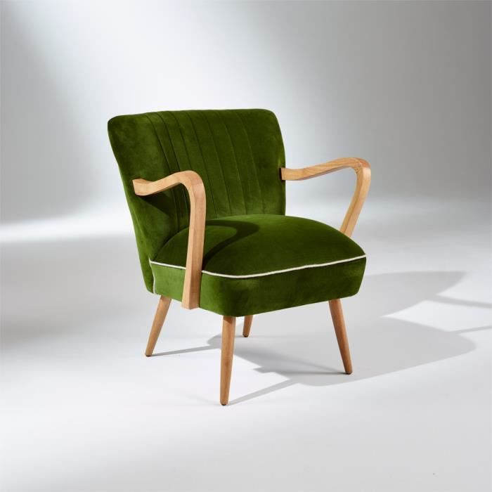 fauteuil vintage à accoudoirs, sixty vert vintage - achat / vente