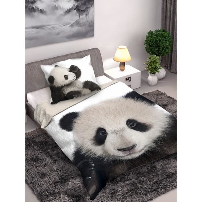 housse de couette en coton panda et taie d oreille