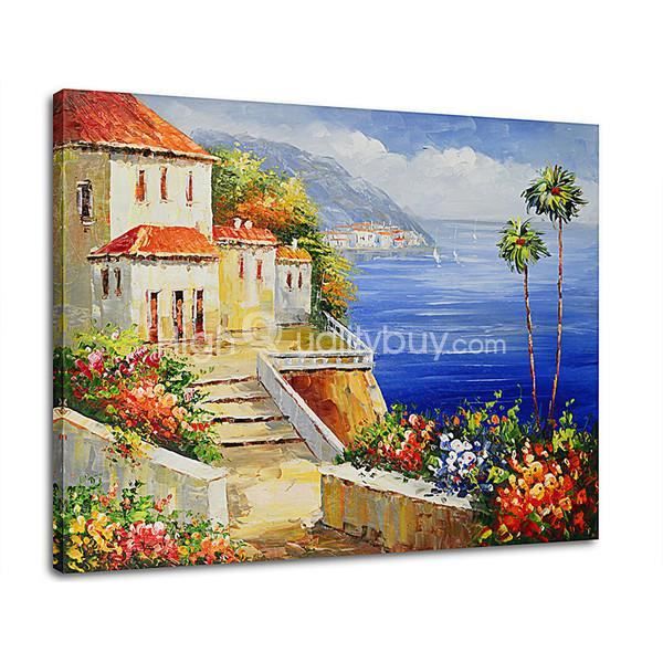 Rétro Méditerranéen Mer Sea Peintures à Lhuile De Paysage Jardin