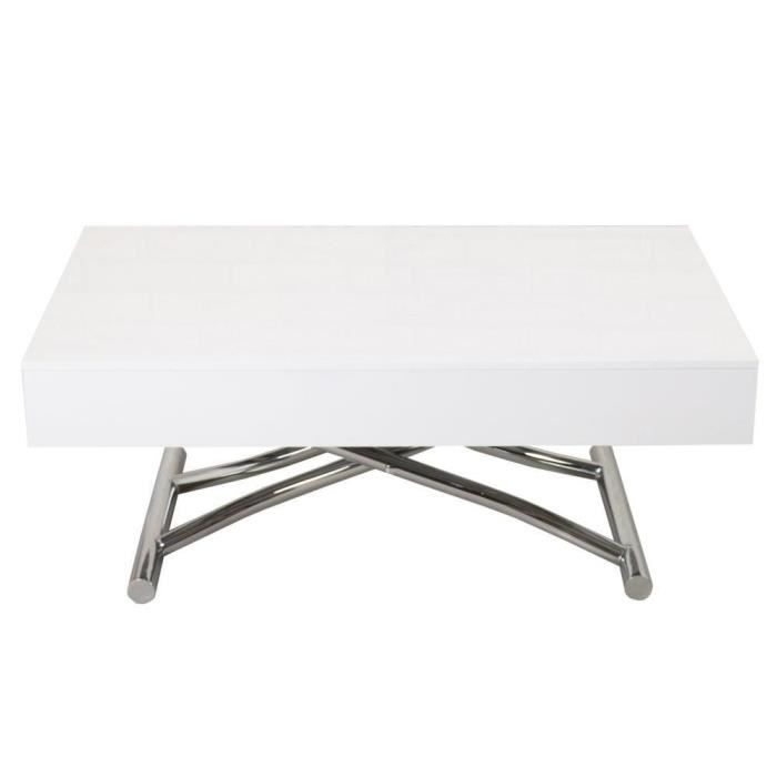 Relevable Cube 12 Brillant Couverts Extensible Table Blanc Basse n0wkX8PO