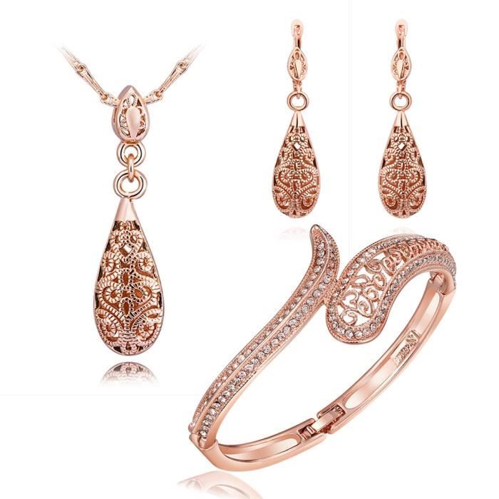 Régler bijoux Femme Or Rose parure de bijoux femme ,ensemble de bijoux femme
