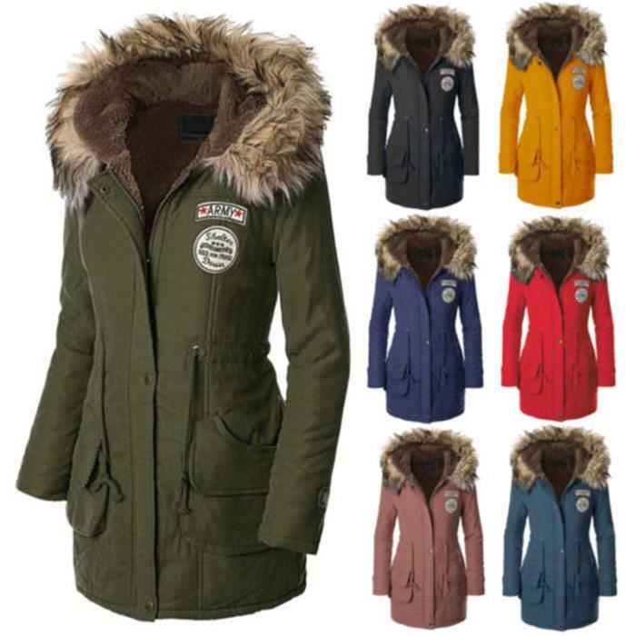 manteau polaire femme doublé Parka chaud hiver vert