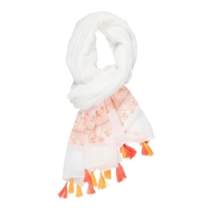 DEELUXE - Cheche Blanc en Tissu Avec Pompons