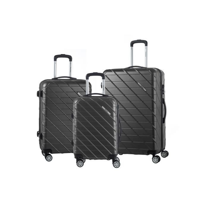 MURANO Lot de 3 valises avec 8 roues 360° - 50 / 60 / 70 cm - Rouge foncé
