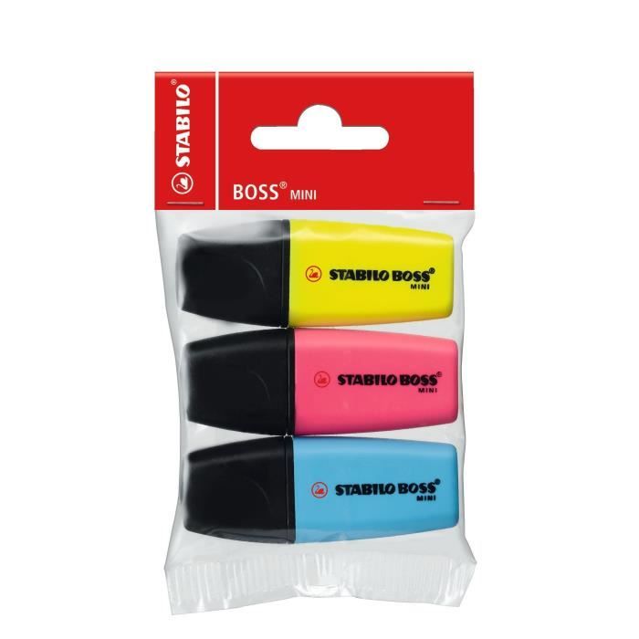 STABILO Pop de 3 Mini Surligneurs Boss Mini (J,B,R)