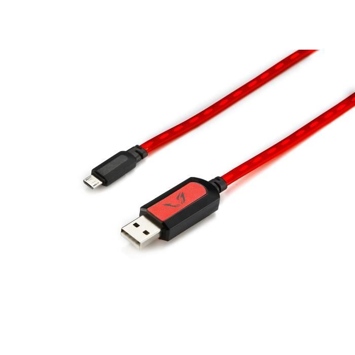 MGF Câble lumineux Gamium pour smartphone - USB C - Mâle - Câble plat - 1 mètre - Rouge