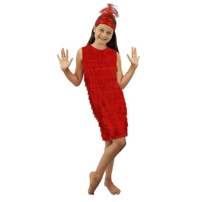 costume rouge vintage pour enfant avec cette tenue charleston à