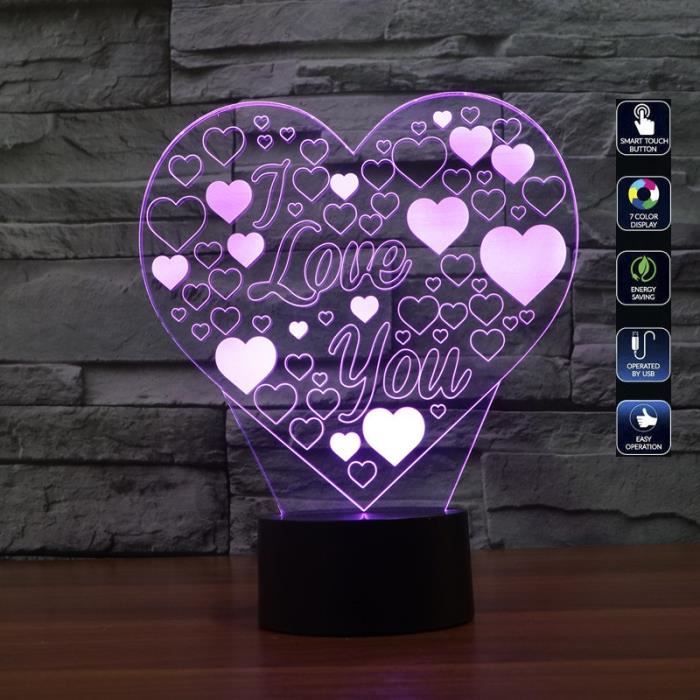 Visuelle Chiffre 3d Powered Lumière Action Forme Usb T'aime Cadeaux Led Modifiable Heart Lampe Bulbaison Je En 7 Couleurs shQrdt