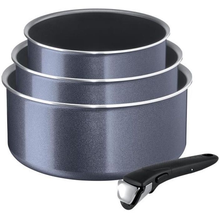 TEFAL Lot de 3 Casseroles Ingenio Elegance avec poignée amovible - Ø 16 / 18 / 20 cm