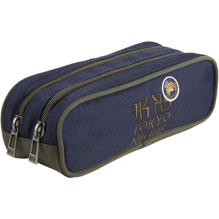 IKKS Trousse - 2 Compartiments - Maternelle / Primaire / Collège - 23 cm - Bleu - Enfant Garçon