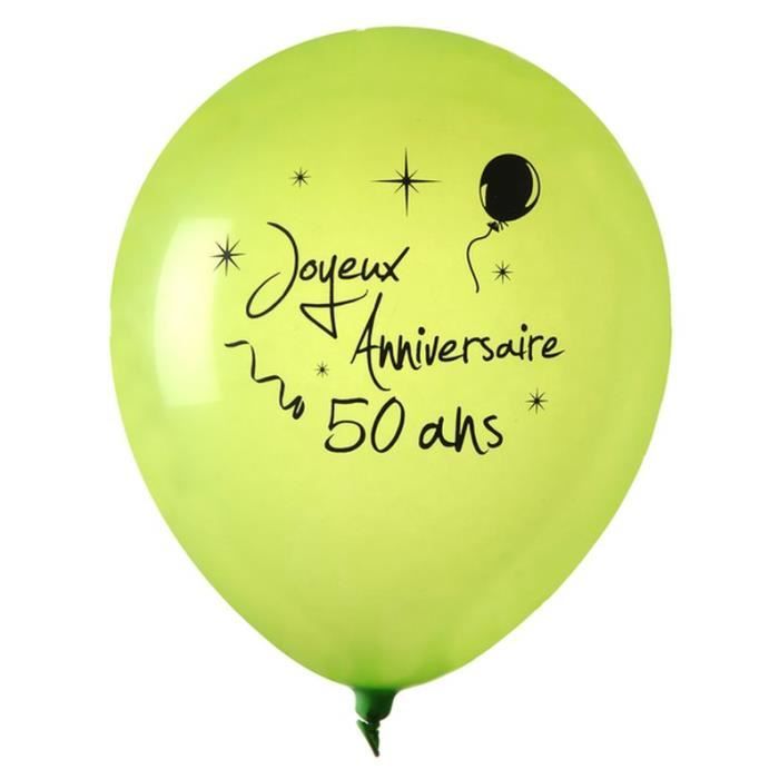 Ballon joyeux anniversaire Vert anis 50 ans x 8 - Achat ...