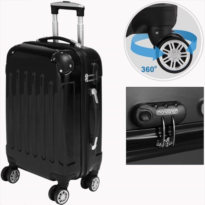 Bagage L Malle Vacances Rigide Valise Noir Taille Cadenas Voyage Roulettes 5A4RcjL3q