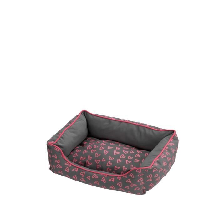 D&D Coussin Lovely Domino-Bed - 70 x 60 x 25cm - Gris / Rose