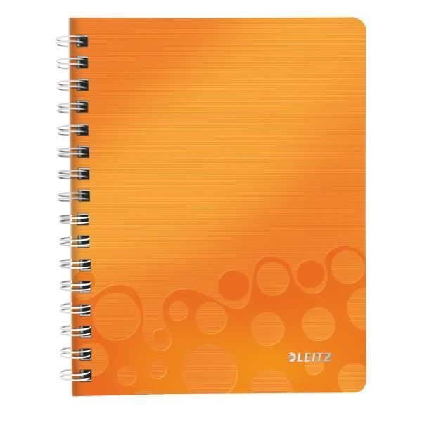 LEITZ Cahier WOW A5 - 5 x 5 - Spiralé - Couverture PP Orange métallisée