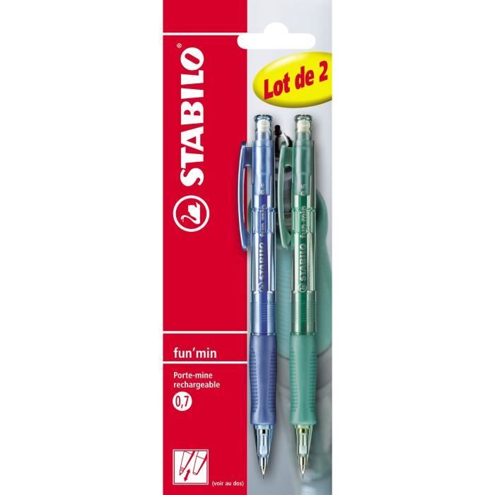 STABILO 2 Porte-mines Blister Fun'min 0,7 mm - Coloris panachés