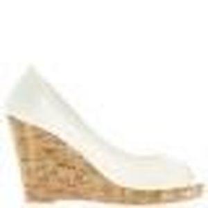 Chaussures femme compensées blanches ouvertes dentelle à talon de 10cm