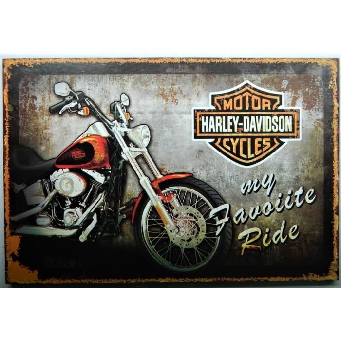 Panneau Mural Sur Bois Moto Harley Davidson Motor Cycles - 30 X20 Cm ...