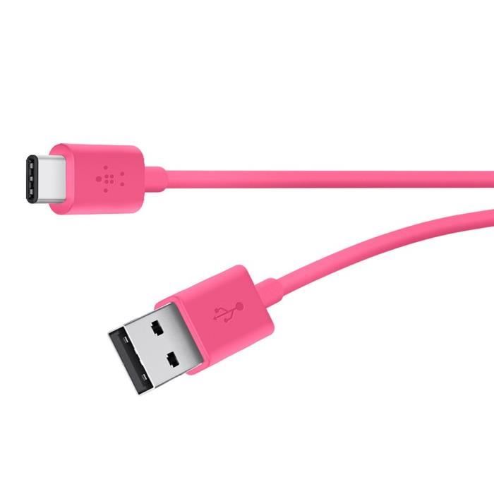 BELKIN Câble de recharge USB-A 2.0 vers USB-C (également dénommé USB Type-C) - Rose