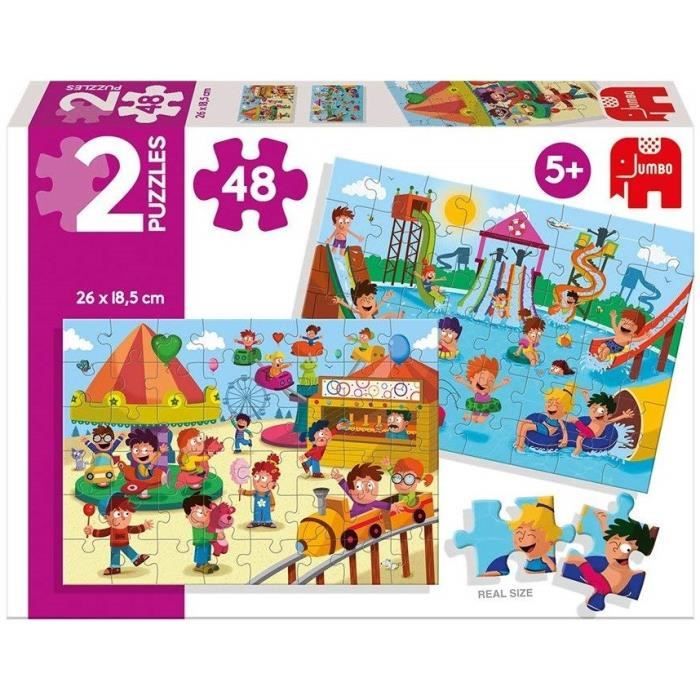 DISET - 2 Puzzles 48 pièces : Le parc aquatique et la fête foraine