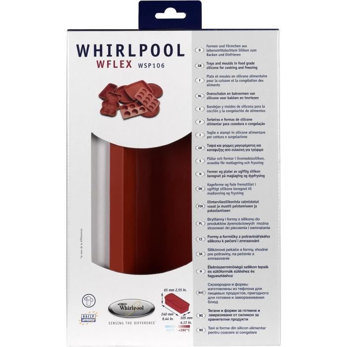 WPRO WSP106 Moule à cake souple 100% silicone dimensions 24 cm x 10,5 cm x 6,5 cm