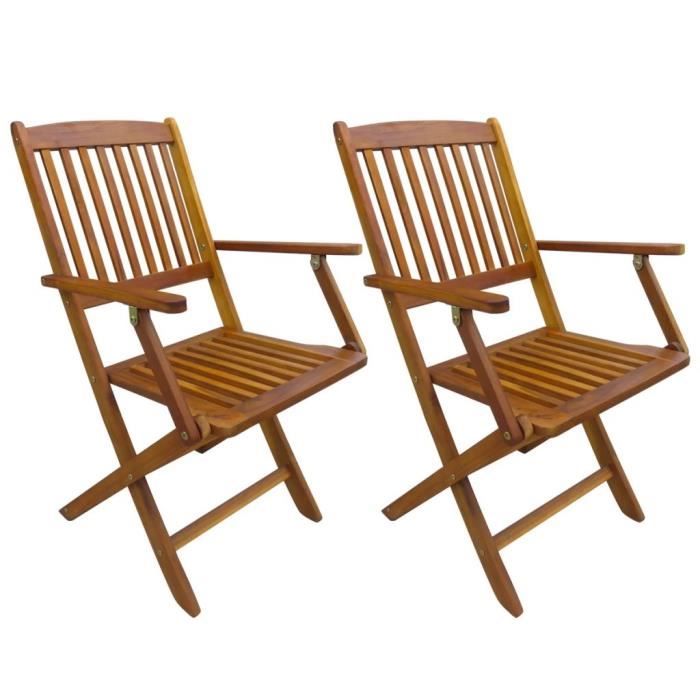 Salle D'acacia De Pliable Bois Massif À Chaise 2 Pcs Manger 9IEDH2
