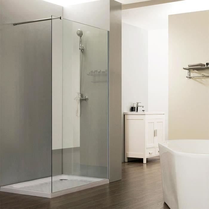 CREAZUR Paroi de douche italienne fixe Calypso - 80 x 200 cm + 100 x 200 cm - Verre trempé 8 mm