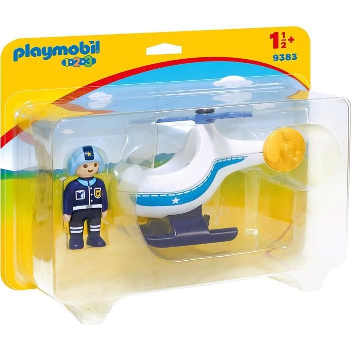 PLAYMOBIL 1 2 3 9383 - PLAYMOBIL 1.2.3 - Hélicoptère de police - Nouveauté 2019