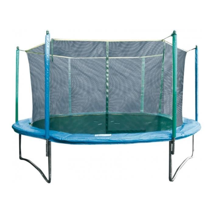 Trampoline Jardin 305/366 Cm Avec Filet - Sécurité Renforcée, Panier Basket, échelle, Charge 440 Lbs, Bleu - 11