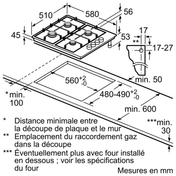 Neff - table de cuisson à gaz 58cm 4 feux1