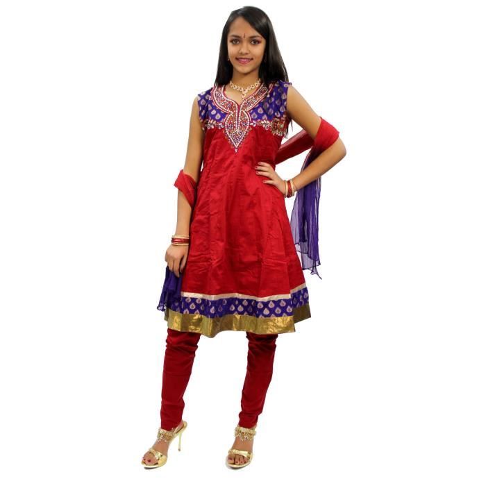 Robe Indienne Fille Rouge Sari Indien enfant Fête Rouge ...
