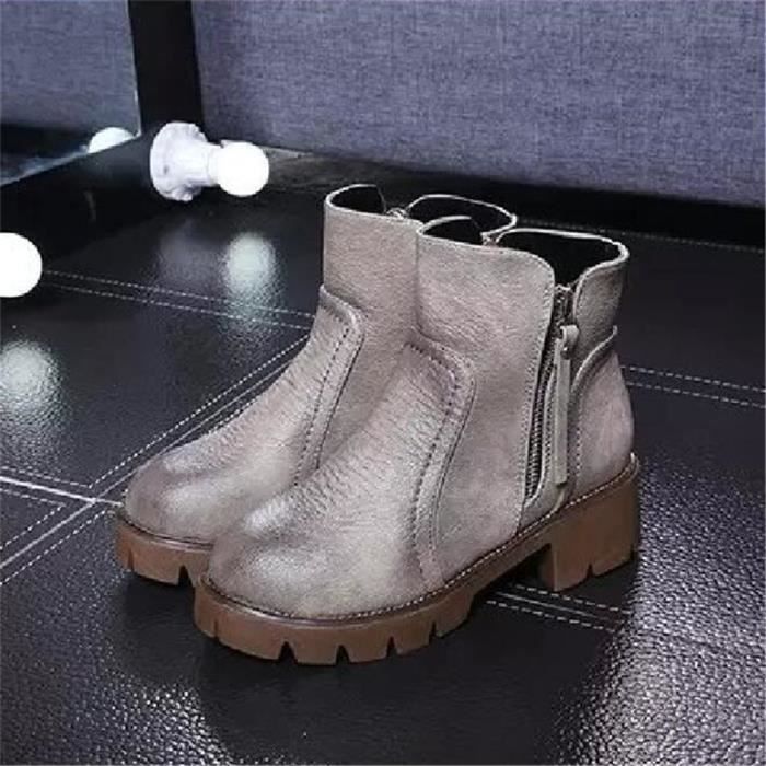 Épais En Cuir Bottines Gris xz019gris39 Femmes noir Bottes Automne Talon Hiver marron Llt 4nw4UxpqR