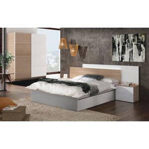 Tete De Lit Et Chevet #7: AVINA Tête De Lit Style Contemporain Mélaminé Blanc Brillant Et Décor Bois Avec LED + 2 Chevets - L 258 Cm Tete De Lit Et Chevet #7: AVINA Tête De Lit Style Contemporain Mélaminé Blanc Brillant Et Décor Bois Avec LED + 2 Chevets - L 258 Cm