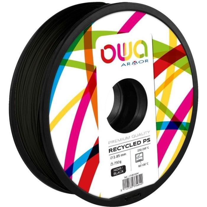 OWA Bobine de Filaments pour imprimante 3D - PS- Noir