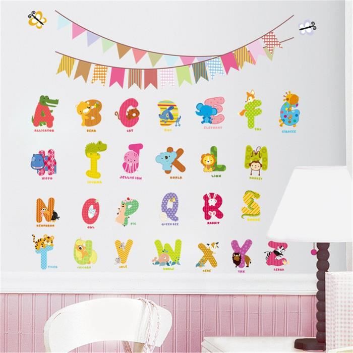 Autocollant Mural Alphabet Anglais Amovible Pvc Imperméable Mur