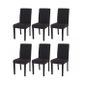 Lot de 6 chaises de salle à manger en tissu noir pieds foncés ... Lot de 6 chaises de salle à manger en tissu noir pieds foncés ...