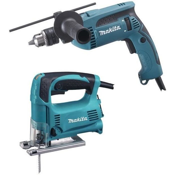 MAKITA Combopack perceuse à percussion HP1640 & scie sauteuse - 680 W + 450 W