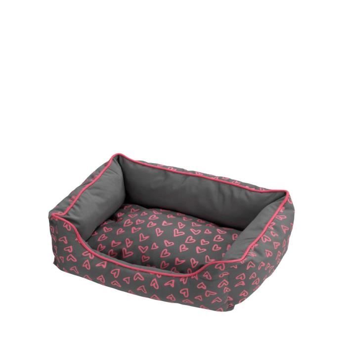 D&D Coussin Lovely Domino-Bed - 70 x 85 x 27cm - Gris / Rose