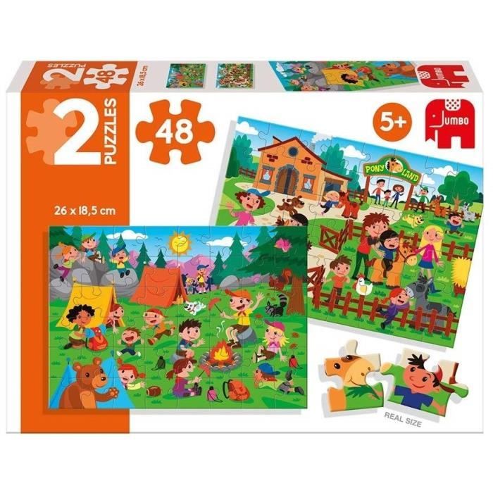 DISET Puzzles 2 X 48 pièces Balade à cheval et Pique-nique
