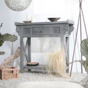 Console en manguier 85 Antika Grey   Achat / Vente CONSOLE   GUERIDON