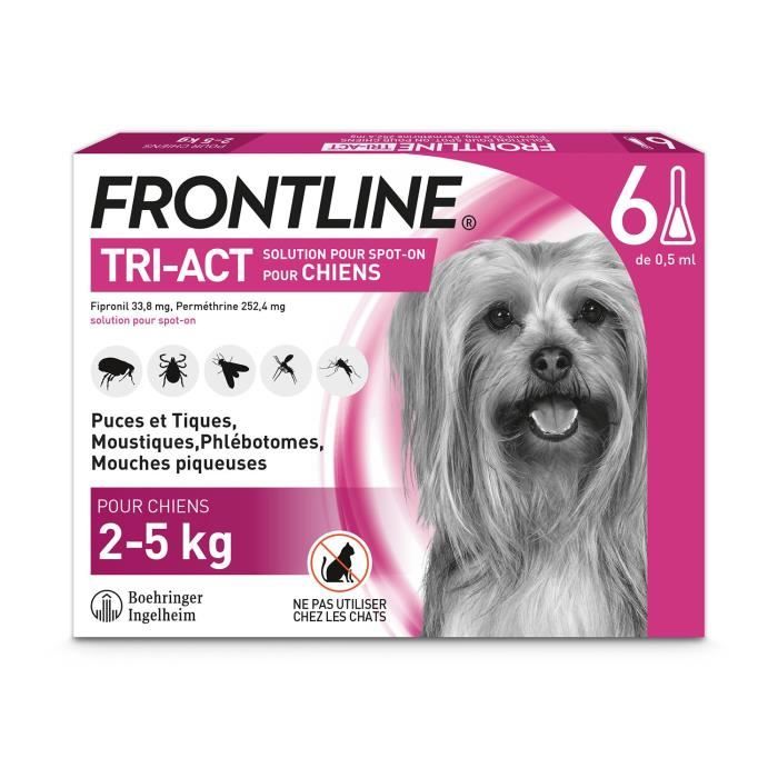 Frontline Tri Act spot on chiens 2 5 kg 6 pipettes