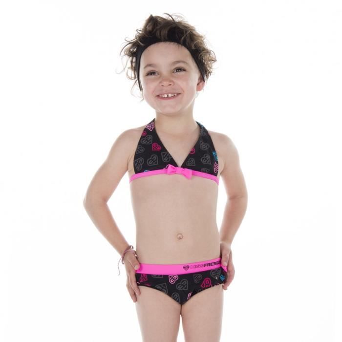 FREEGUN Maillot de bain Mini CŒur - Fille - Noir Rose